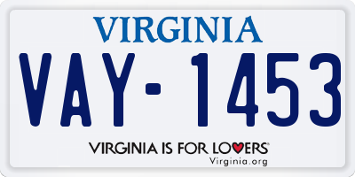 VA license plate VAY1453