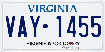 VA license plate VAY1455