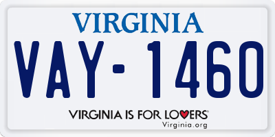 VA license plate VAY1460