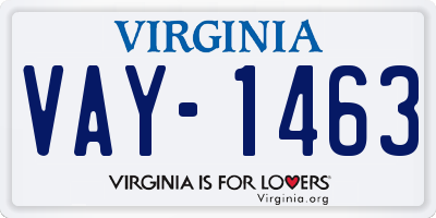 VA license plate VAY1463