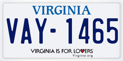 VA license plate VAY1465