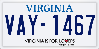 VA license plate VAY1467