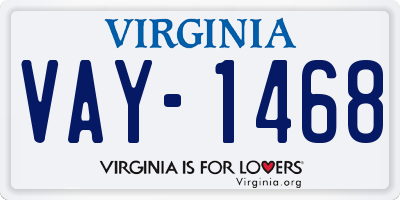 VA license plate VAY1468