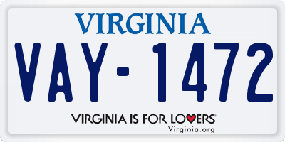 VA license plate VAY1472