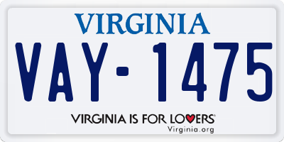 VA license plate VAY1475