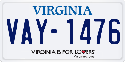 VA license plate VAY1476