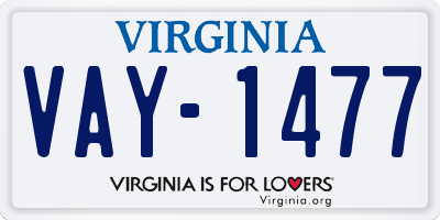 VA license plate VAY1477