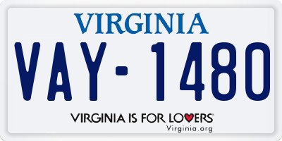 VA license plate VAY1480