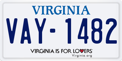 VA license plate VAY1482