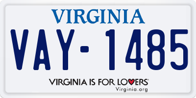VA license plate VAY1485