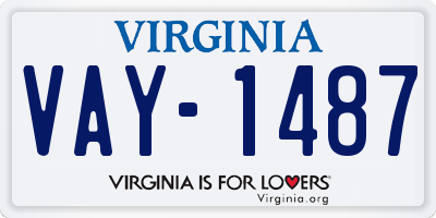 VA license plate VAY1487
