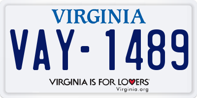 VA license plate VAY1489