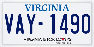 VA license plate VAY1490