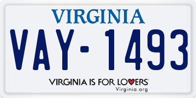 VA license plate VAY1493