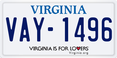 VA license plate VAY1496