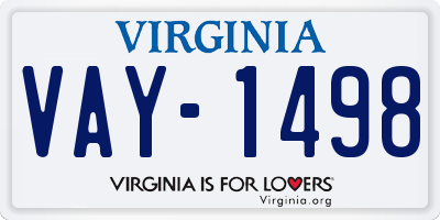 VA license plate VAY1498
