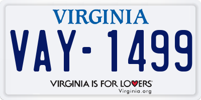 VA license plate VAY1499