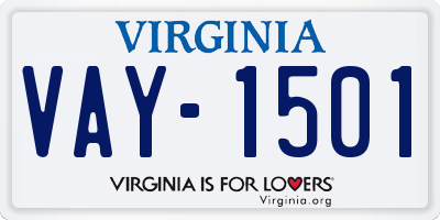 VA license plate VAY1501