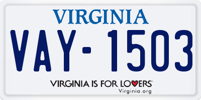 VA license plate VAY1503