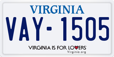 VA license plate VAY1505