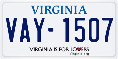 VA license plate VAY1507