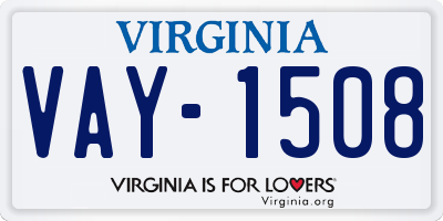 VA license plate VAY1508