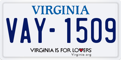 VA license plate VAY1509