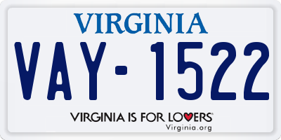 VA license plate VAY1522