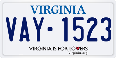 VA license plate VAY1523