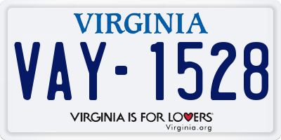VA license plate VAY1528