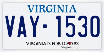 VA license plate VAY1530