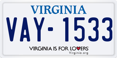 VA license plate VAY1533