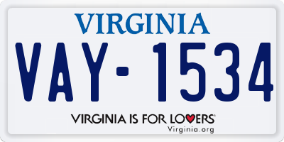 VA license plate VAY1534
