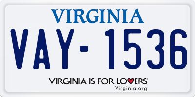 VA license plate VAY1536