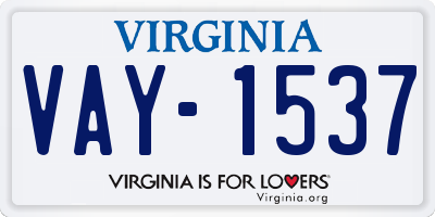 VA license plate VAY1537