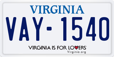 VA license plate VAY1540