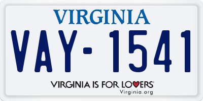 VA license plate VAY1541