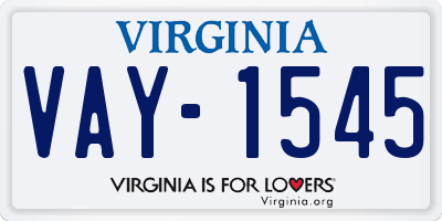 VA license plate VAY1545