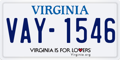VA license plate VAY1546