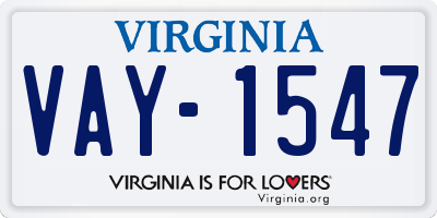 VA license plate VAY1547