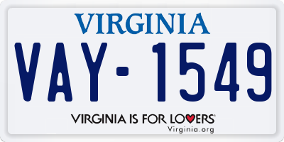 VA license plate VAY1549