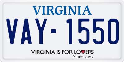VA license plate VAY1550
