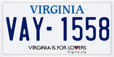VA license plate VAY1558
