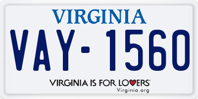 VA license plate VAY1560