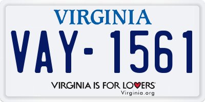 VA license plate VAY1561