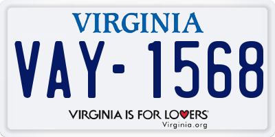 VA license plate VAY1568