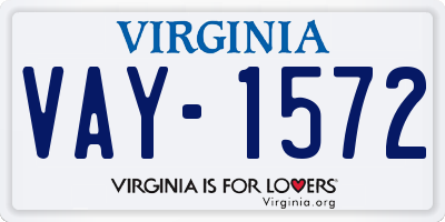 VA license plate VAY1572