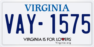 VA license plate VAY1575