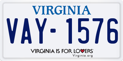 VA license plate VAY1576