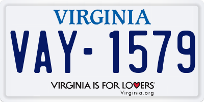 VA license plate VAY1579